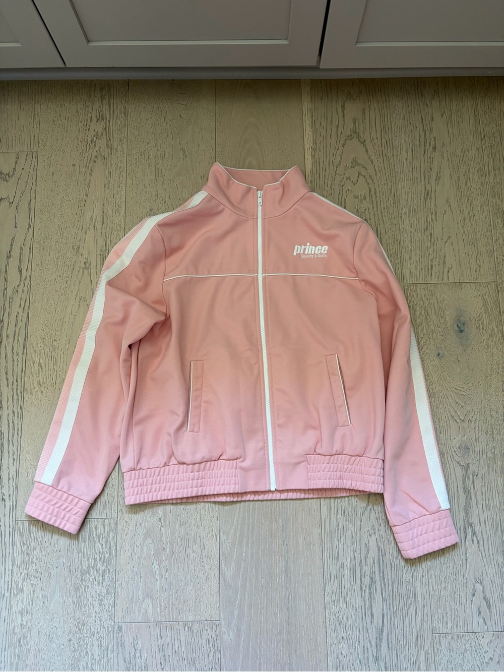 Sporty & Rich Pale Pink Track Jacket with White Trim